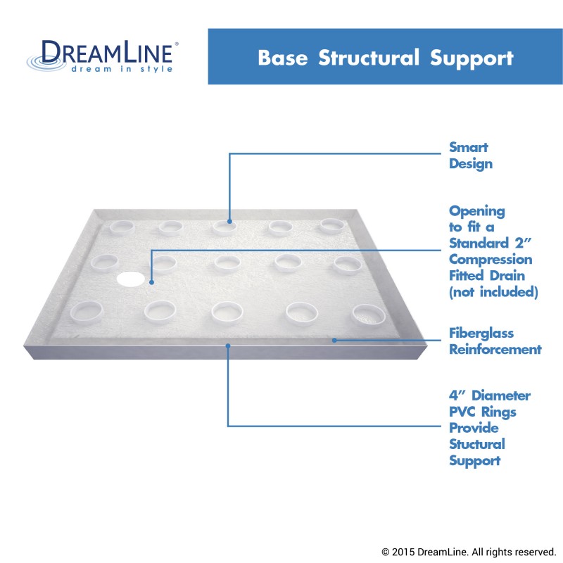 DreamLine SlimLine Shower Base Left Drain Single Threshold 30" x 60" x 2.75" New