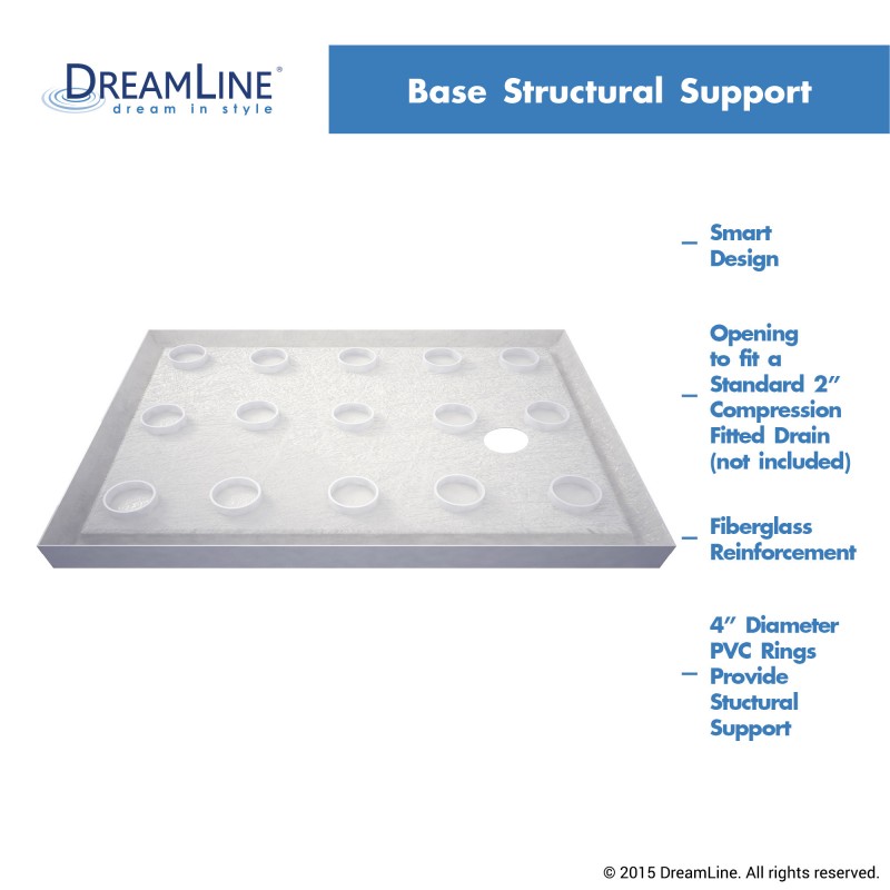 DreamLine SlimLine Shower Base Right Drain Single Threshold 30" x 60" x 2.75" New