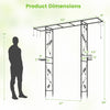 Garden arbor feeding station with water bowl and mesh tray, featuring 7 hooks and side trellises for climbing plants.