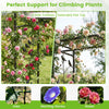 84-inch black garden arbor features side trellises for climbing plants, multifunctional hooks, and a charming bird motif.