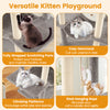 Cozy hammock and plush perches on a 84-inch large gray cat tree, perfect for indoor cats to relax and play.