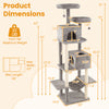 84-inch large gray cat tree with 2 condos and 2 plush perches, designed for indoor cats to play and relax.