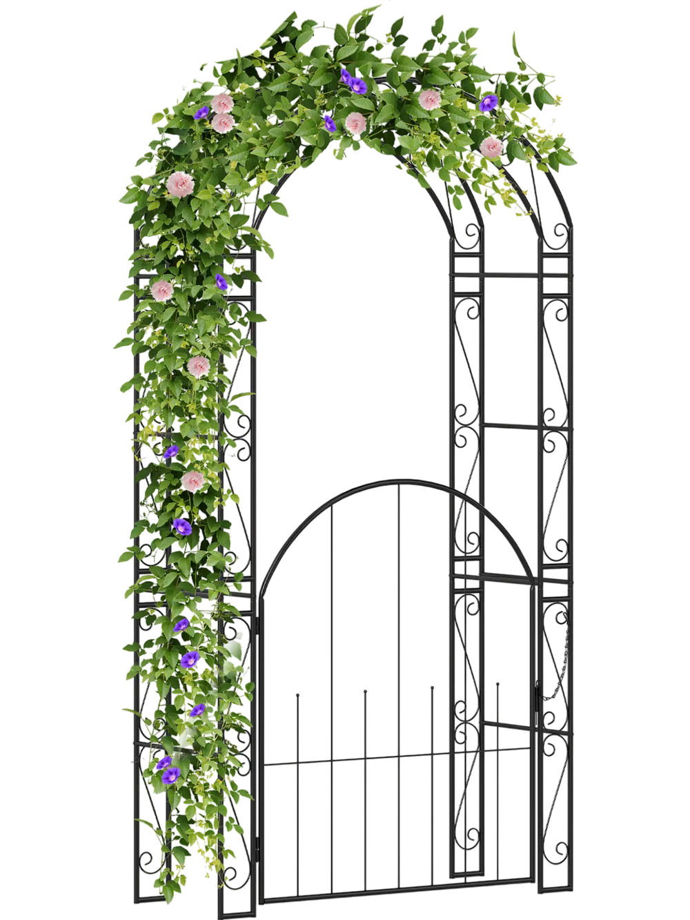 84 Inch Tall Garden Arch Metal Arbor Archway with Gate