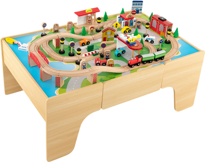Costway 84-Piece Train & Building Block Table Reversible Top Creative Play Surface 94381018 New
