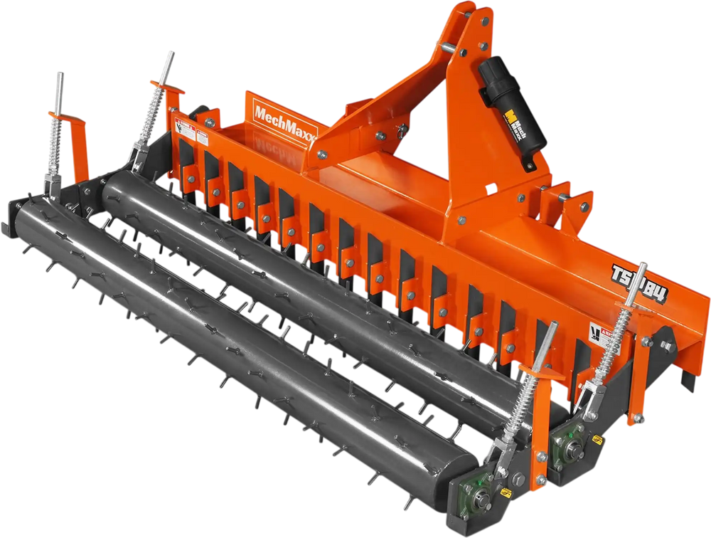84" Heavy Duty Soil Pulverizer,  Double Spiked Roller,  29 Shanks,  Category 1 and 2,  3 Point Hitch Tractor Attachment,  TSP84D