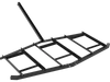 84-inch wide driveway drag tow behind landscape leveling rake in black, made from powder-coated metal for durability.