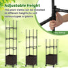 Adjustable height plant trellis with lockable wheels, featuring a weatherproof planter box for versatile gardening.