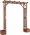 87-inch tall wooden garden arbor with planter boxes, diamond lattice for climbing plants, ideal for outdoor weddings.