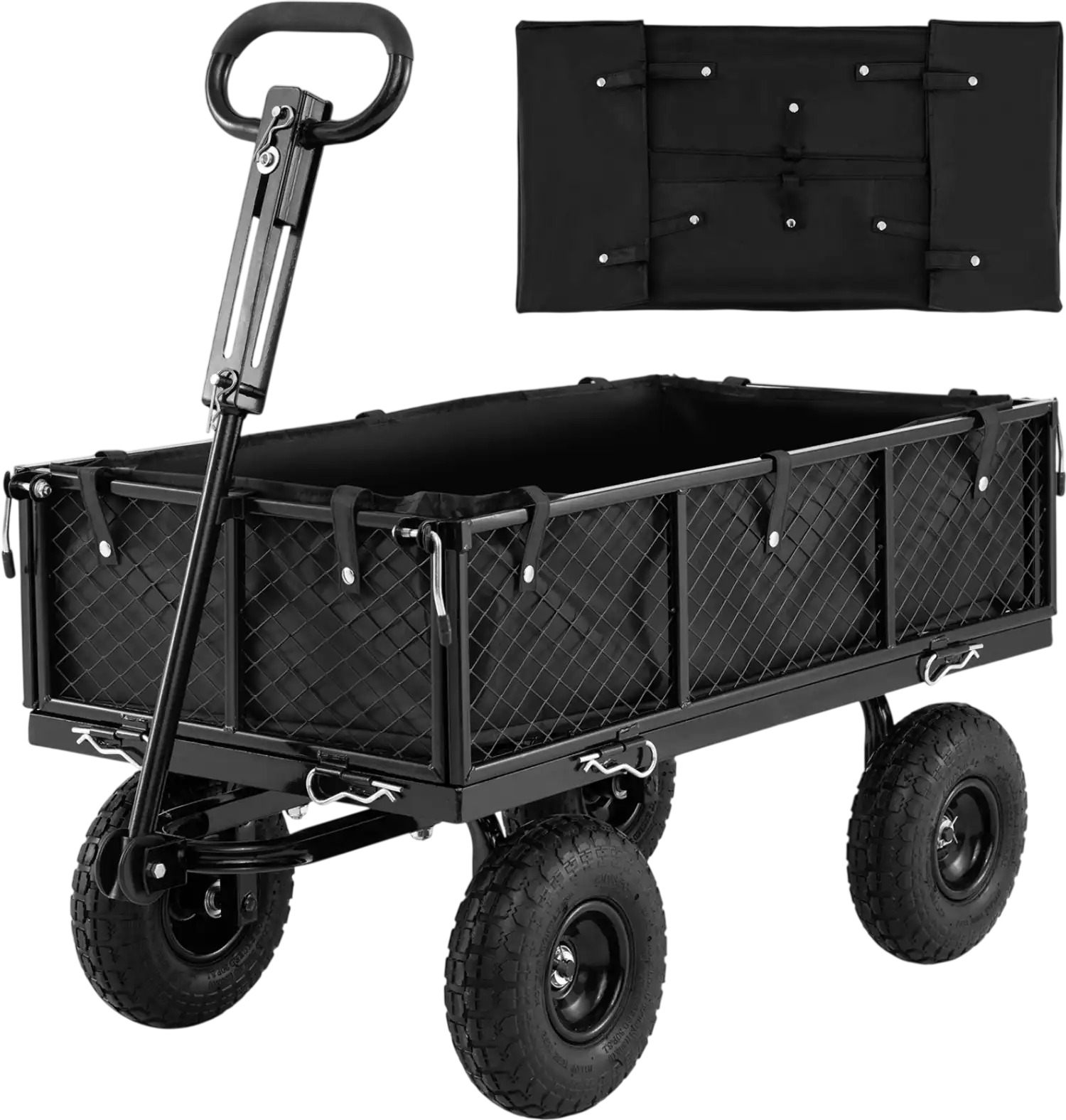 Costway 880 lbs Utility Wagon Flatbed Garden Cart w/ Removable Oxford Cloth Liner 21308701 New