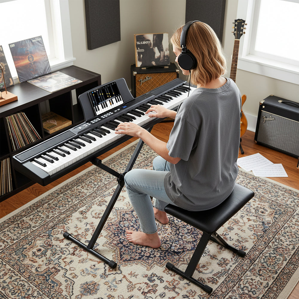 88-Key Electric Piano Keyboard with Adjustable Stand and  Portable Bag-Black - Gallery View 1 of 10