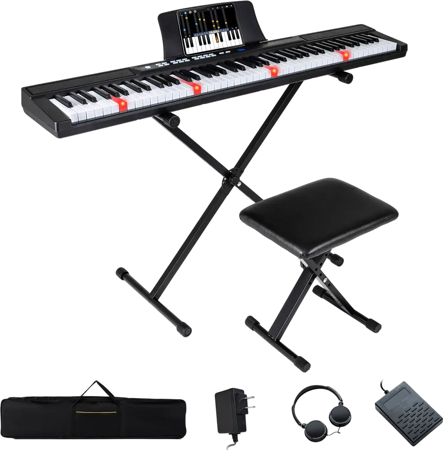 Costway 88-Key Electric Piano Keyboard Adjustable Stand Portable Bag 96924573 New