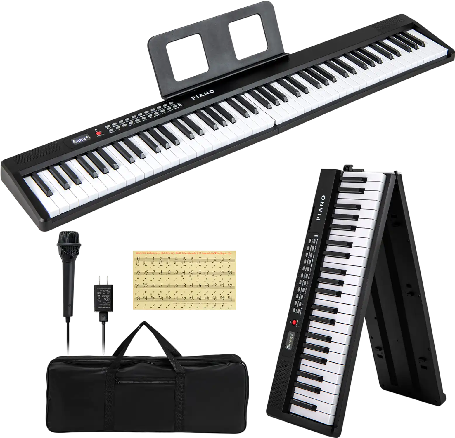 Costway 88-Key Foldable Electric Keyboard Piano Wireless MIDI Dual Speakers 682519743 New