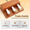 Triple pedal set for 88-key graded hammer action keyboard, featuring soft, sostenuto, and sustain functions for sound.