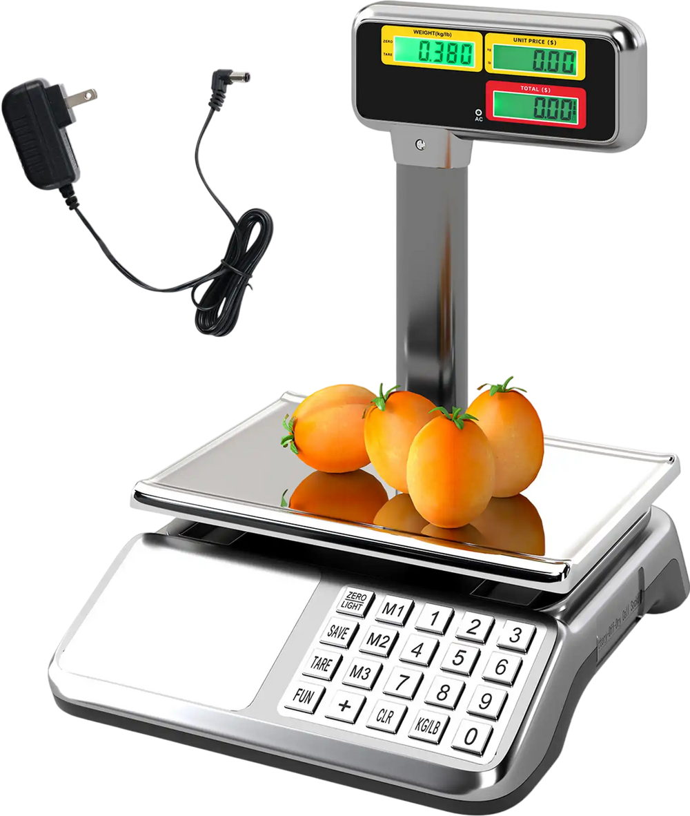 88lb Price Computing Scale with Pole Dual LCD Display Digital Commercial Food Scale