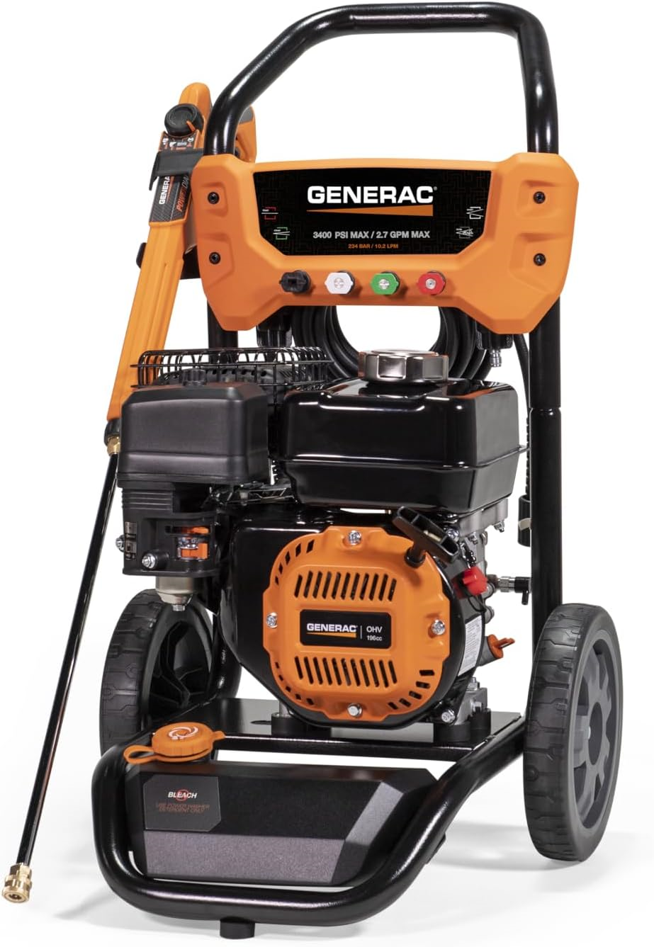 Generac 8913 Pressure Washer with Soap Tank 3400 PSI 2.7 GPM Residenti