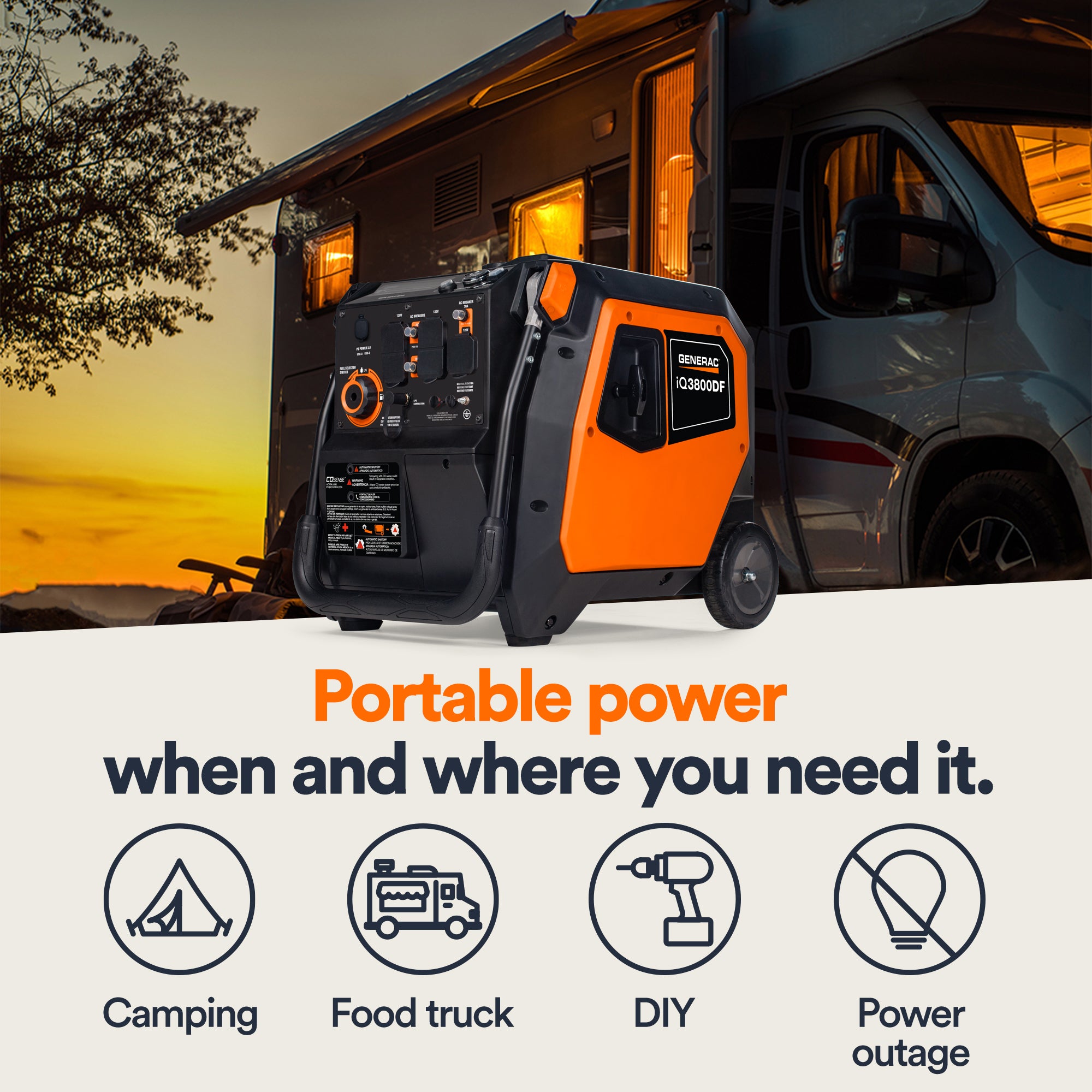 Generac iQ3800 DF 8944 3000W/3800W Generator Dual Fuel