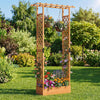 89 Inch Tall Wooden Raised Garden Bed with Side Trellis and Hanging Roof Drainage Holes-Orange - Gallery View 1 of 10