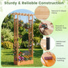 89-inch tall wooden raised garden bed with side trellis, ideal for climbing plants and decorative hanging pots.