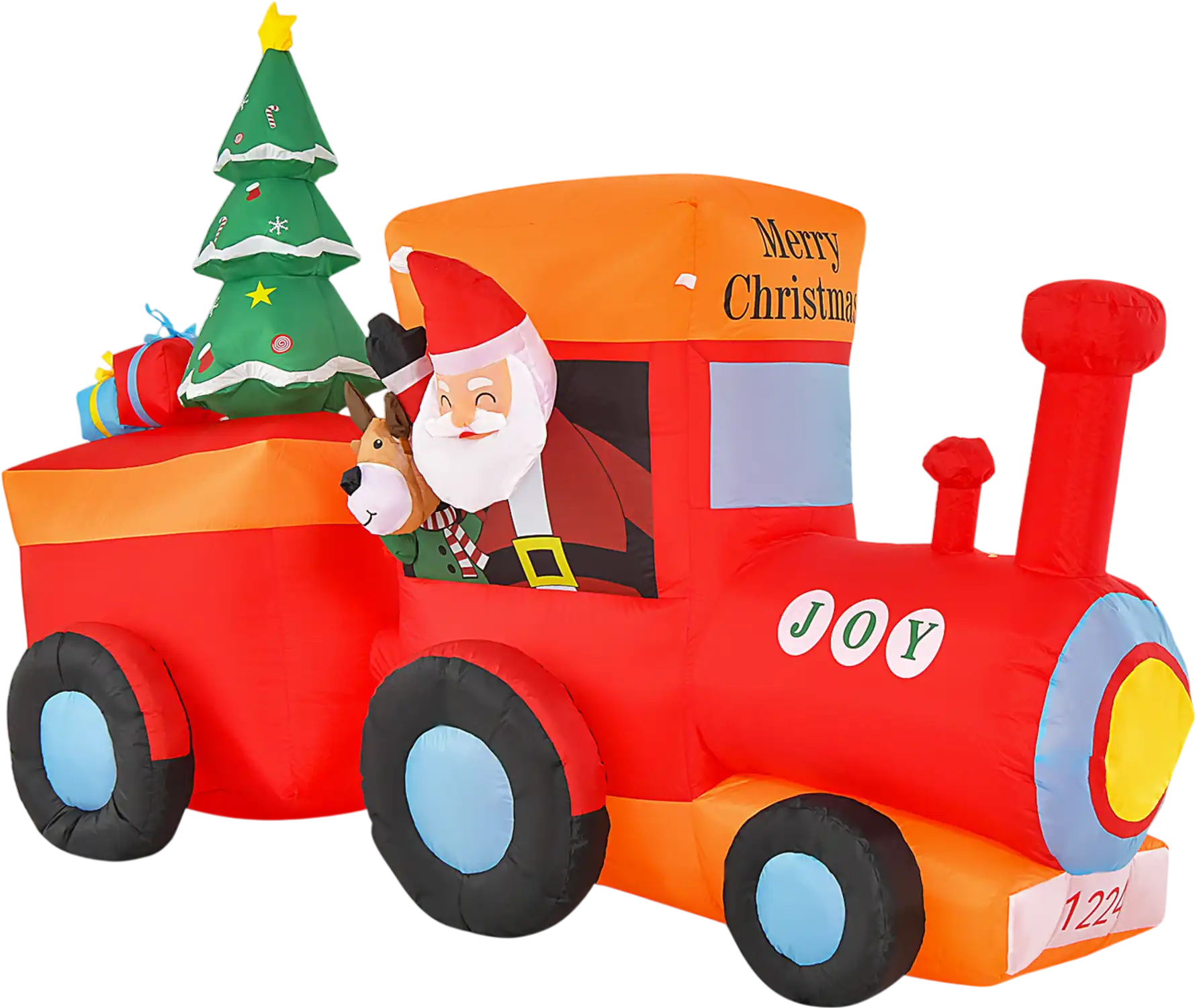 Costway 8.6' Lighted Christmas Inflatable Train Santa Claus Deer 28461539 New