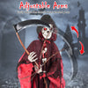 8-foot Halloween Grim Reaper with adjustable arms, glowing red eyes, and terrifying sounds for indoor or outdoor.
