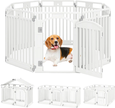 Costway 8-Panel Tall Plastic Dog Fence Puppy Pen w/ Locking Door 862741359 New