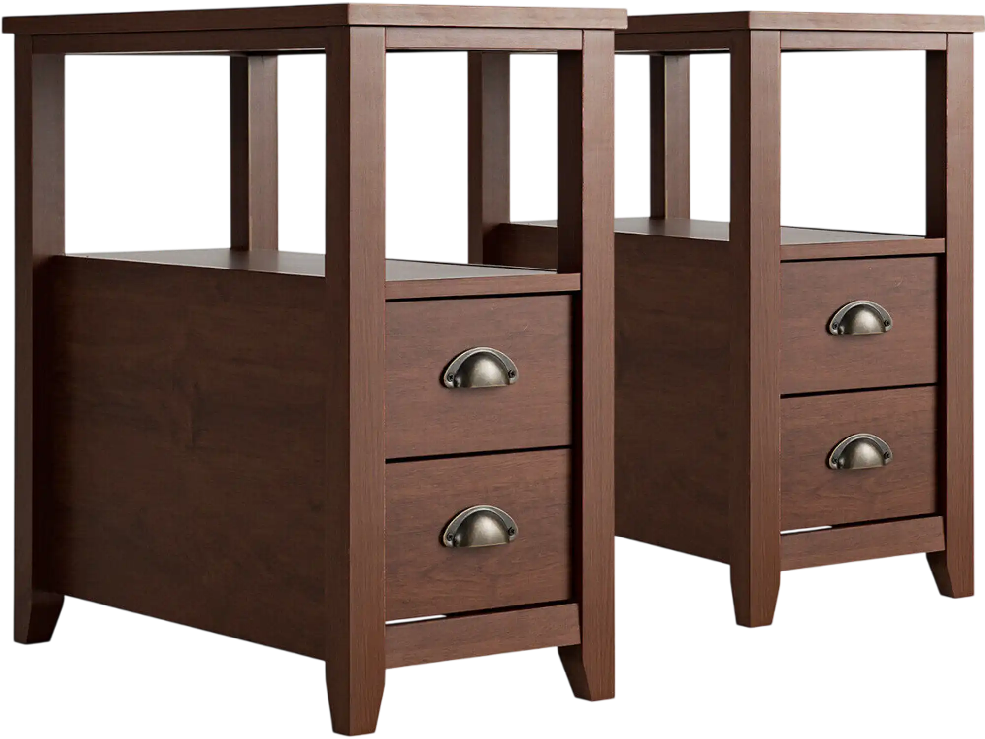 Costway 2-Piece Wooden Nightstand Set w/ 2 Drawers 28391506 New
