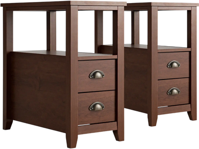 Costway 2-Pc Wooden Nightstand Set w/ 2 Drawers 28391506 New