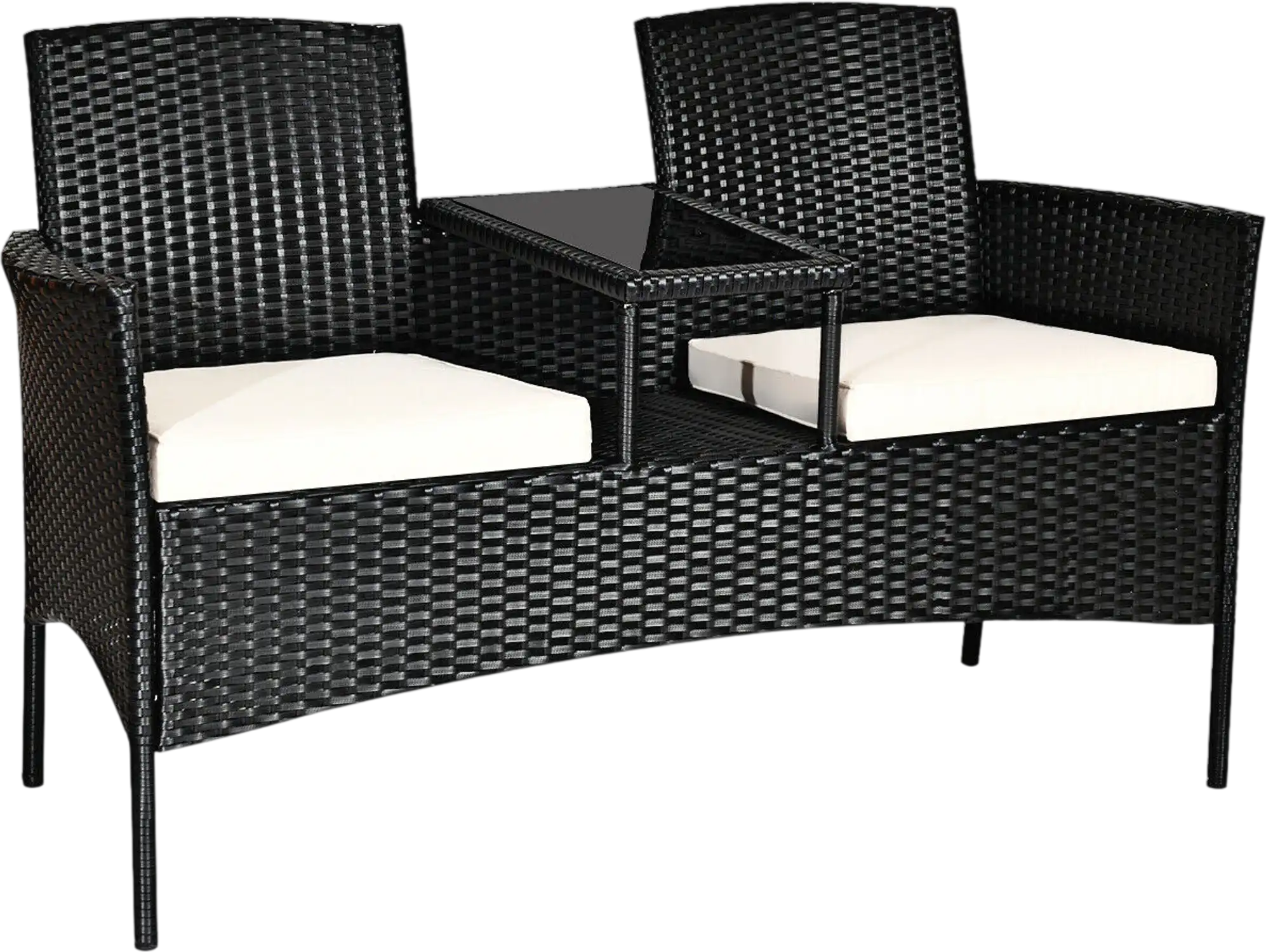 Costway Wicker Patio Conversation Set w/ Cushions Table 82750196 New
