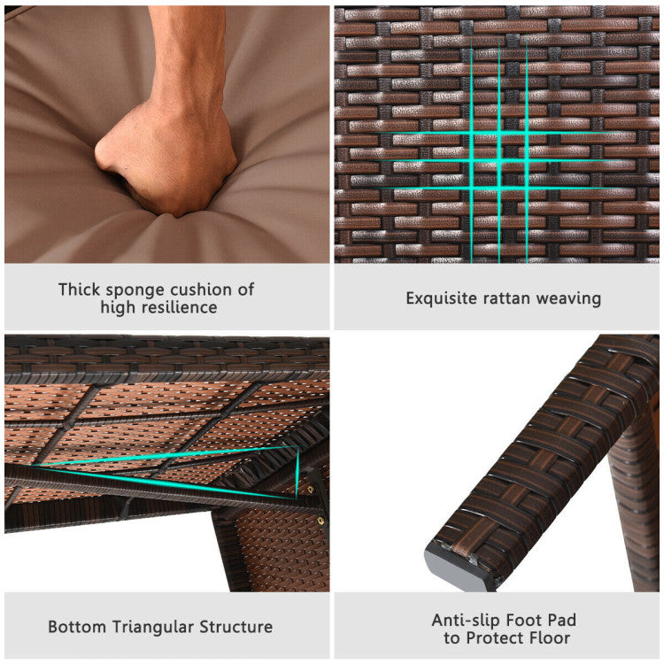 Costway Outdoor Rattan Sofa Set with Coffee Table 3 Pieces New