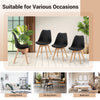 Set of 4 mid-century modern dining chairs with black PU seats and wooden legs, perfect for kitchen or living room.
