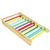 Foldable wooden climbing triangle ladder with colorful rungs, designed for indoor use to enhance kids' sports skills.