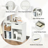3-tier side table in white with open storage shelf and large drawer, ideal for living room or bedroom organization.