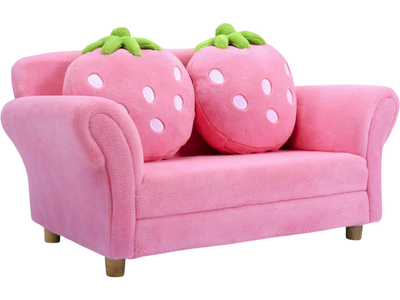 Costway Kids Strawberry Armrest Sofa Chair w/ 2 Pillows 34297508 New