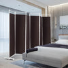 6-panel brown room divider with durable polyester fabric and steel frame, ideal for creating private spaces in any room.