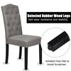 Tufted upholstered dining chair in gray with rubberwood legs, ergonomic backrest, and adjustable foot pads for.