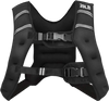 Adjustable 20 lbs training weight vest in black with breathable material and reflective strips for enhanced safety.