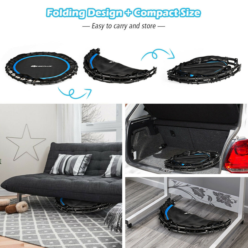 40-inch foldable fitness rebounder with resistance bands, compact design for easy storage and portability, ideal for.