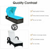 Outdoor chaise lounge chair with turquoise folding canopy, made of weather-resistant PE rattan for poolside relaxation.