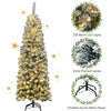 6 feet pre-lit snow flocked pencil Christmas tree with 250 warm LED lights, perfect for limited spaces and festive.