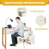Modern white computer desk with large drawer and cabinet, perfect for home office or study use.