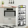 4-tier folding metal shelf in black, featuring a sturdy design for plant display and storage in any corner of your home.