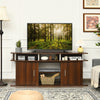 63 Inch TV Entertainment Console Center with 2 Cabinets-Walnut - Gallery View 1 of 11
