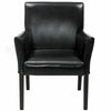 Modern PU leather executive arm chair in black with ergonomic back and deep cushioned seat for office use.