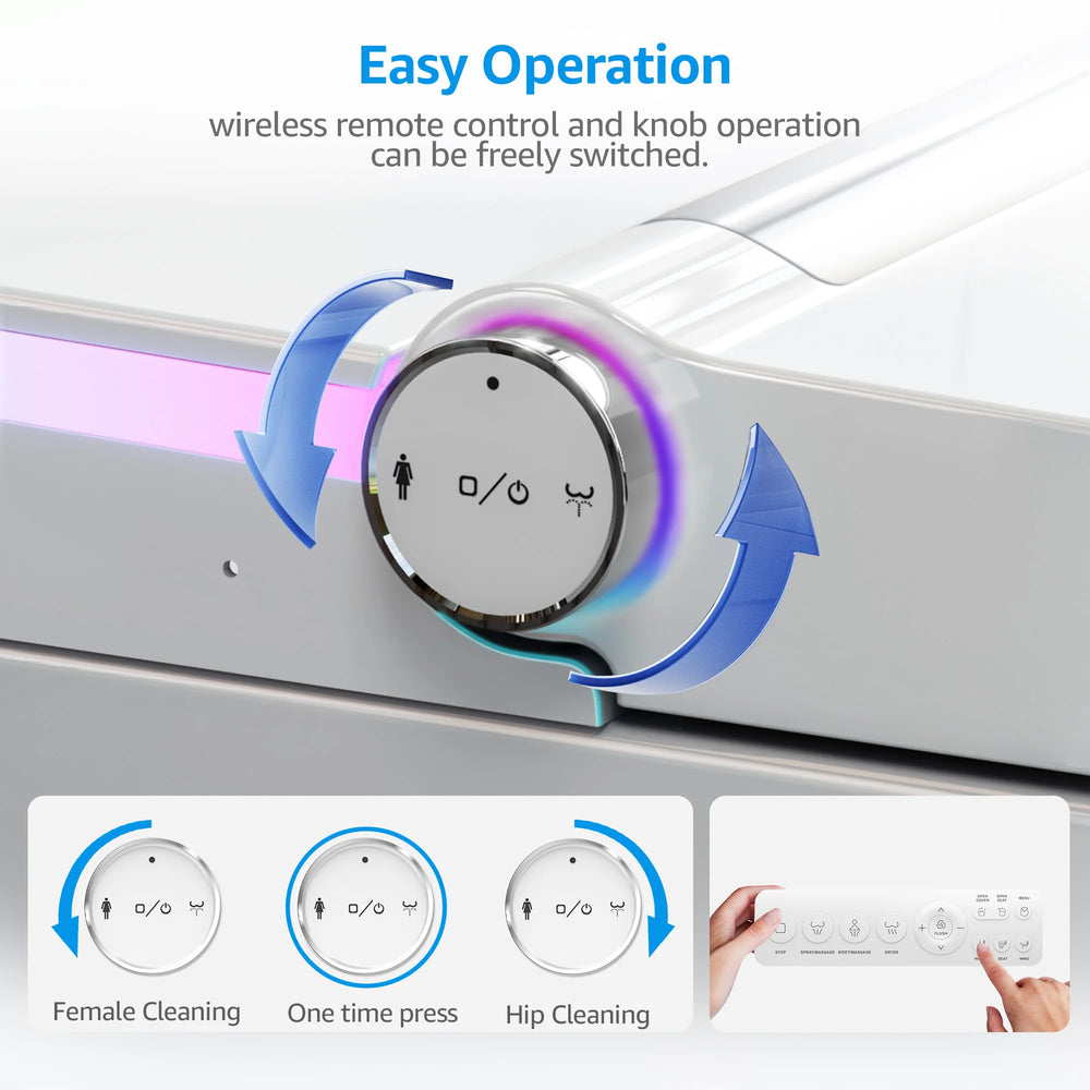Yulika U5 Tankless Smart Bidet Toilet Elongated 1.28 GPF with LED Strip Auto Flush Heated Seat New