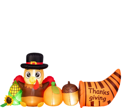 Costway 8.3' Thanksgiving Inflatable Turkey Built-in Lights 75787769 New