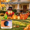 Thanksgiving inflatable turkey with strong air blower, sandbag, and stakes for stability in outdoor decorations.