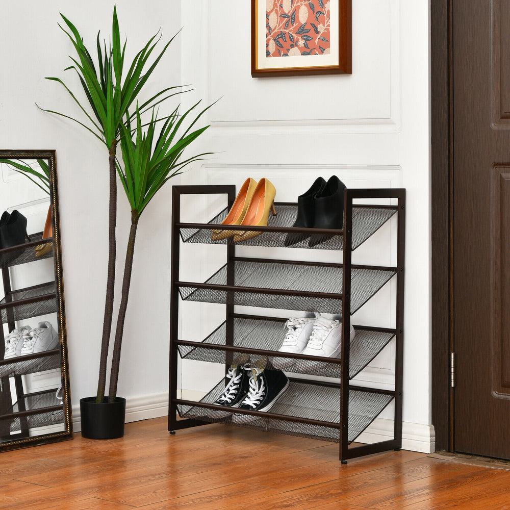 2/3/4 Tiers Flat and Slant Metal Shoe Rack for Entryway Hallway-4-Tier - Gallery View 1 of 12