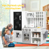 Wooden pretend play kitchen set featuring a stove, sink, and refrigerator, designed for interactive parent-child fun.
