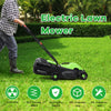 Electric lawn mower with 12.5" cutting width, ergonomic handle, and 30L collection bag for efficient yard maintenance.