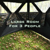 Spacious interior of the 3 Person Portable Pop-Up Hunting Blind with camouflage design for enhanced concealment.